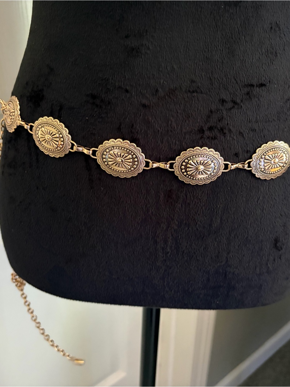 Western Concho Link Belt in Metallic Gold Tone - Picture 5 of 6